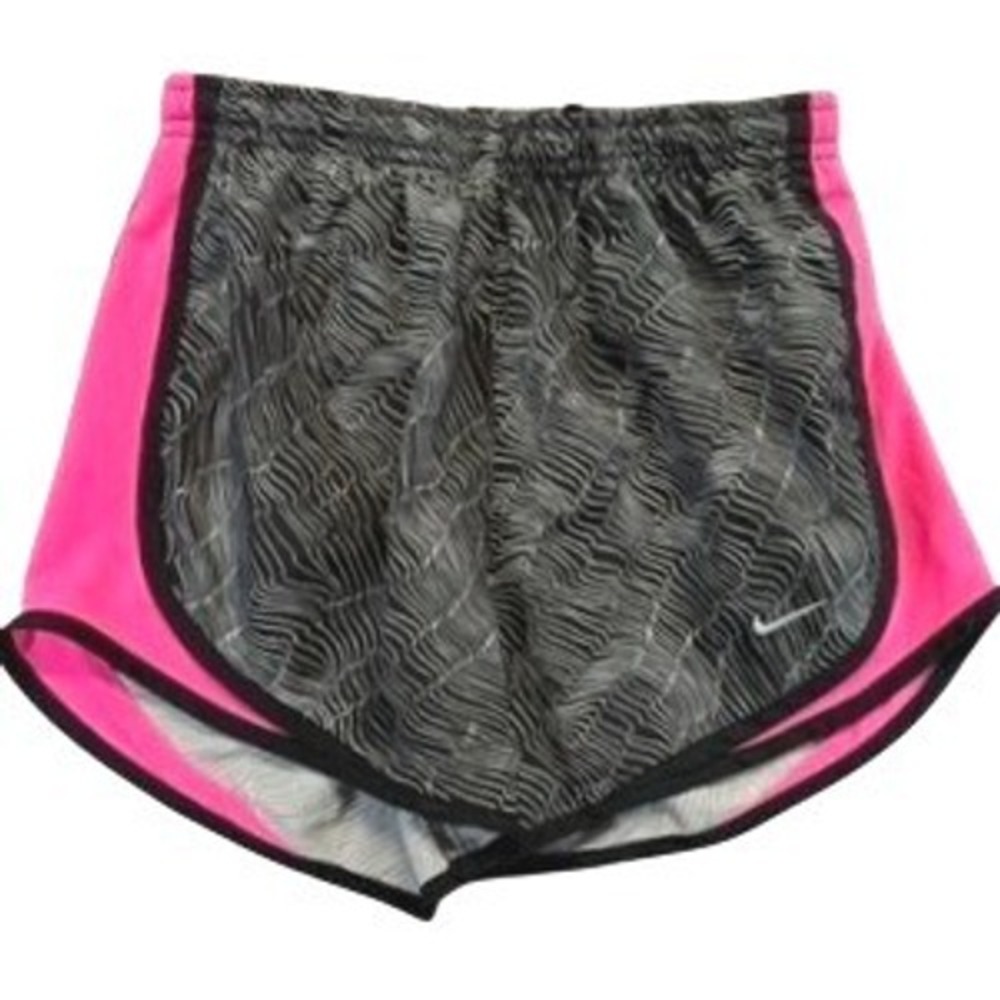 Nike Dri-FIT Running Shorts Womens XS Black Pink Wavy Graphic Print Tempo Active